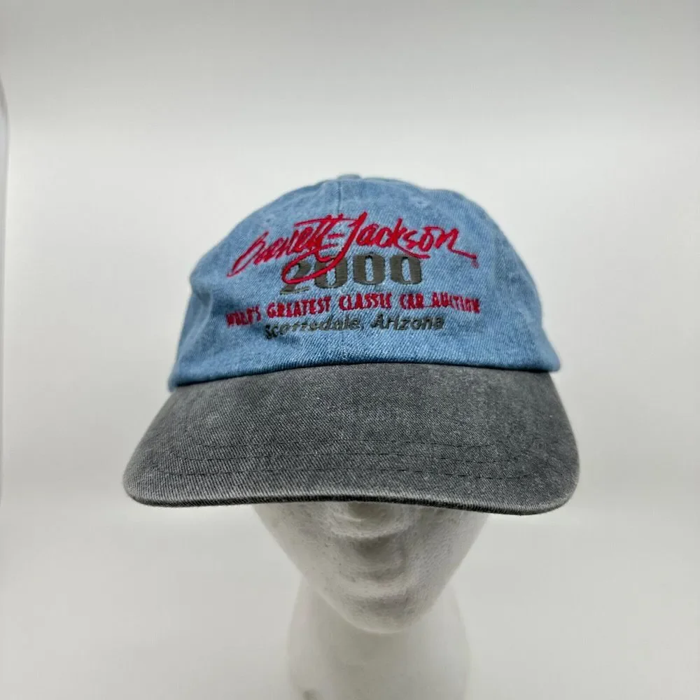 Barrett-Jackson‎ Auction Baseball Hat Men Adj. Back Blue Classic Car Y2K Denim